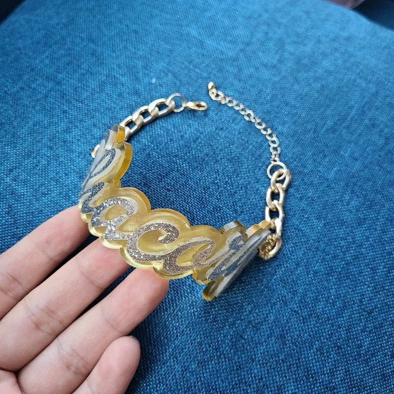 Double Layer Acrylic Splicing Name Bracelet Set Women Double Layer Acrylic Splicing Name Bracelet Set Women